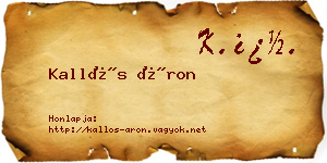 Kallós Áron névjegykártya